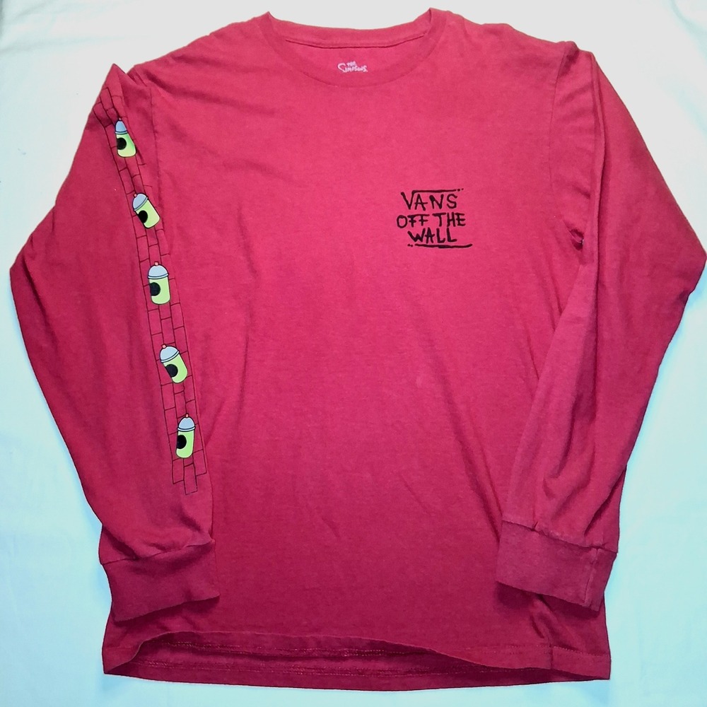 The Simpsons x Vans El Barto Graphic Long Sleeve T Shirt Red Mens Small